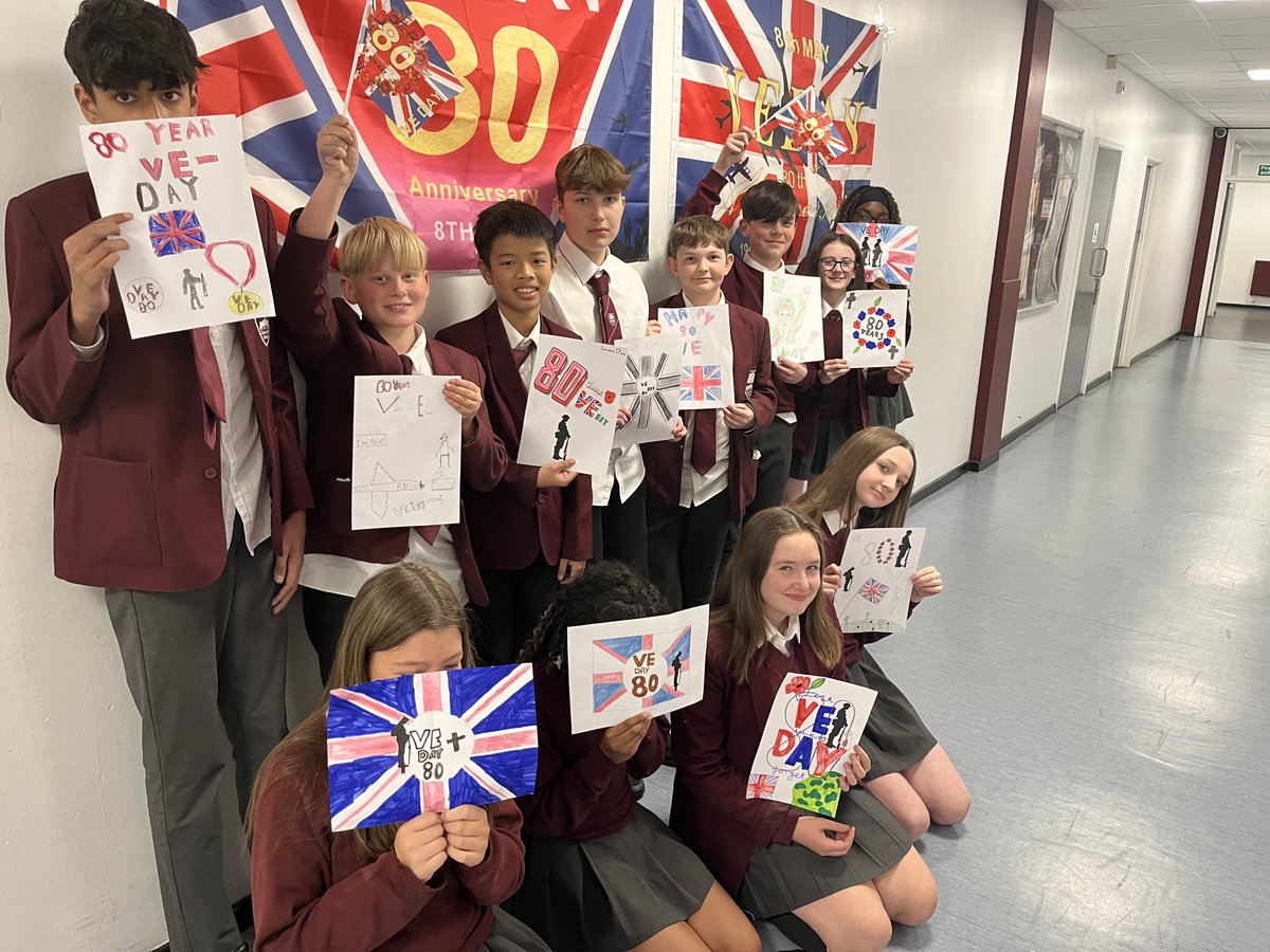 9/5/25 - Mr Barritt &amp; Mrs Tebbutt from the History Department worked with students to produce posters to celebrate the 80th anniversary of VE Day to embed the importance of why we &amp; other European countries remember what sacrifices were made by our forebears.
#VEDay80 
#CPSvalues