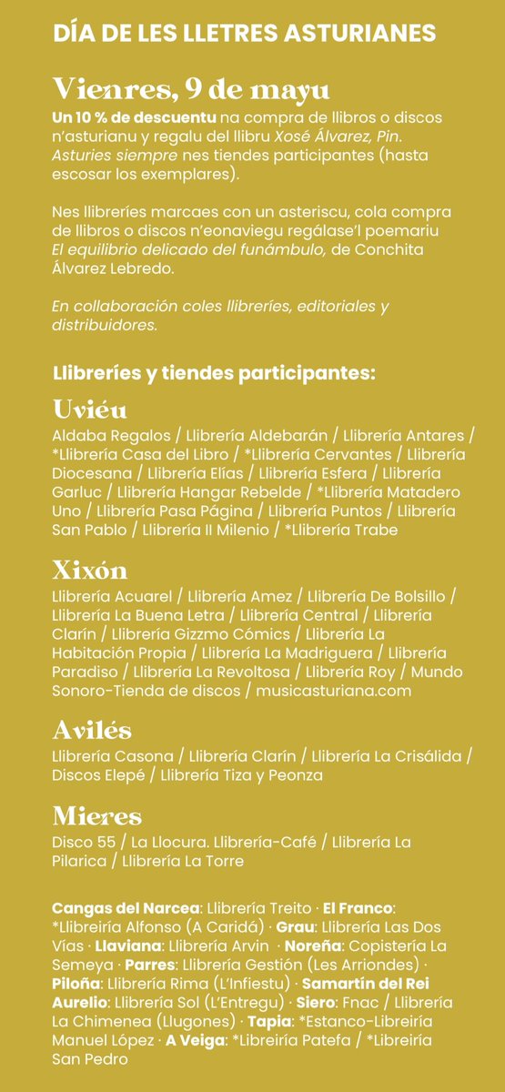 Bon Día de les Lletres Asturianes 🥳

¡Aprovecha los descuentos y los regalos nes llibreríes! 📚