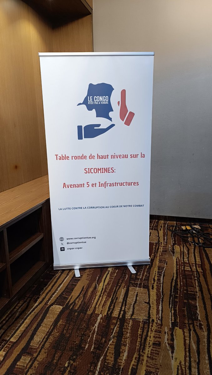 Table ronde de haut niveau sur la #SICOMINES : Avenant 5 et Infrastructures.  
Organisée par le #CNPAV pour remettre la transparence au cœur des discussions !  
🗓️ 09 mai 2025 – 📍 Fleuve Congo Hôtel, Kinshasa  
🎯 La lutte contre la corruption continue. #RDC #CongoNestPasAVendre