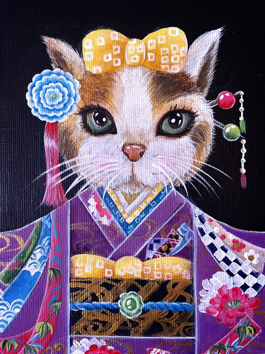 絵画制作中🎨 今回は三毛猫ちゃん！ にゃんこ戦隊orにゃんこ5人衆