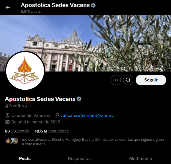 El becario de <a href="/Pontifex_es/">Apostolica Sedes Vacans</a> no ha actualizado