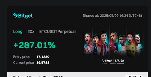 0xAvallone's tweet photo. 接着晒单接着爽！

$ETC 收益+287.01% https://t.co/G78TXO9MPH