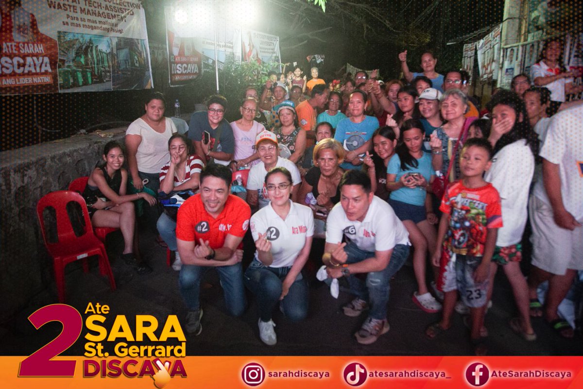 AteSarahDiscaya's tweet photo. Maraming Salamat po sa ating mga Kapamilyang Pasigueño mula sa Villa Eusebio, Brgy. San Miguel sa pagbibigay nila ng kanilang oras upang makadalo sa aming caucus at para na din personal kaming marinig, makita at makilatis.

#2AteSaraStGerrard
#AteSarahDiscaya
#AlagangSarah https://t.co/dd2MEBd0i1