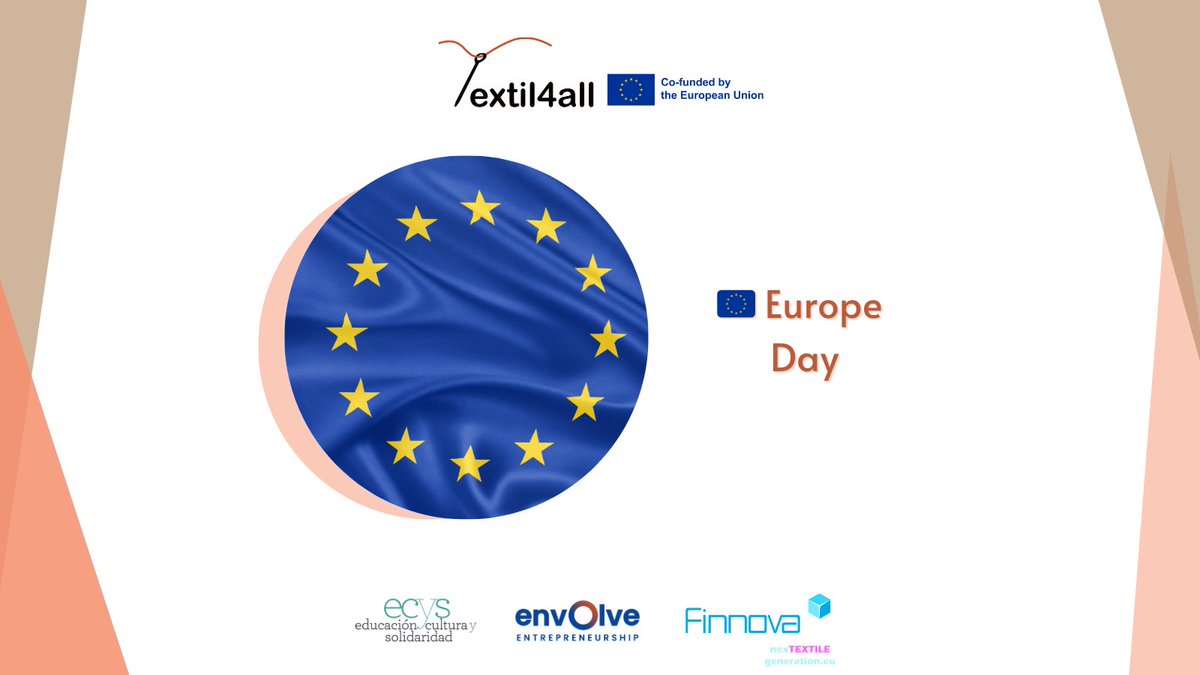 🌍✨ Happy Europe Day from Textil4All!

#TEXTIL4ALL #WorldEntrepreneurshipDay #WomenEmpowerment #SustainableFashion #GreenJobs #SocialInnovation #ErasmusPlus #Finnova