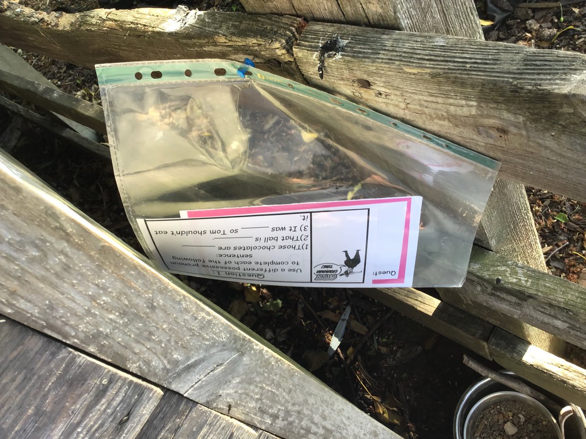 Making the most of the nice weather by taking our Y6 SATs prep outside. The children have been collaborating to answer questions on a scavenger hunt.