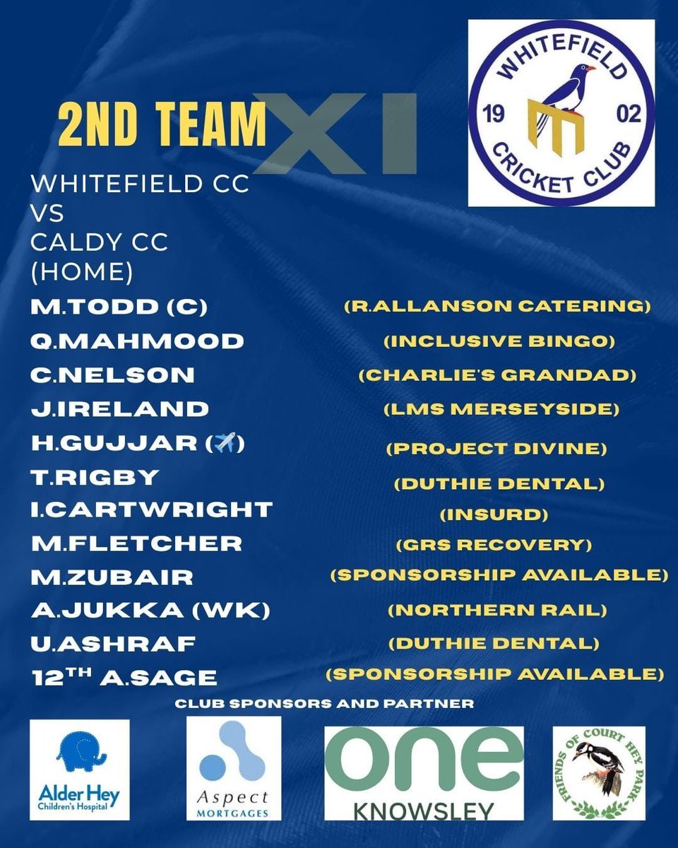 Whitefield CC (@whitefieldcc) on Twitter photo *Teams and Saturday Fixtures*
1st XI travel to <a href="/ParkfieldCC/">Parkfield Liscard CC</a> and hope to carry on the good start to the season.
2nd XI host <a href="/caldycc/">Caldy Cricket Club</a> and try and bounce back to winning ways after defeat last weekend.
#forzawhitefield #theloveclub
ππππππ *Teams and Saturday Fixtures*
1st XI travel to <a href="/ParkfieldCC/">Parkfield Liscard CC</a> and hope to carry on the good start to the season.
2nd XI host <a href="/caldycc/">Caldy Cricket Club</a> and try and bounce back to winning ways after defeat last weekend.
#forzawhitefield #theloveclub
ππππππ