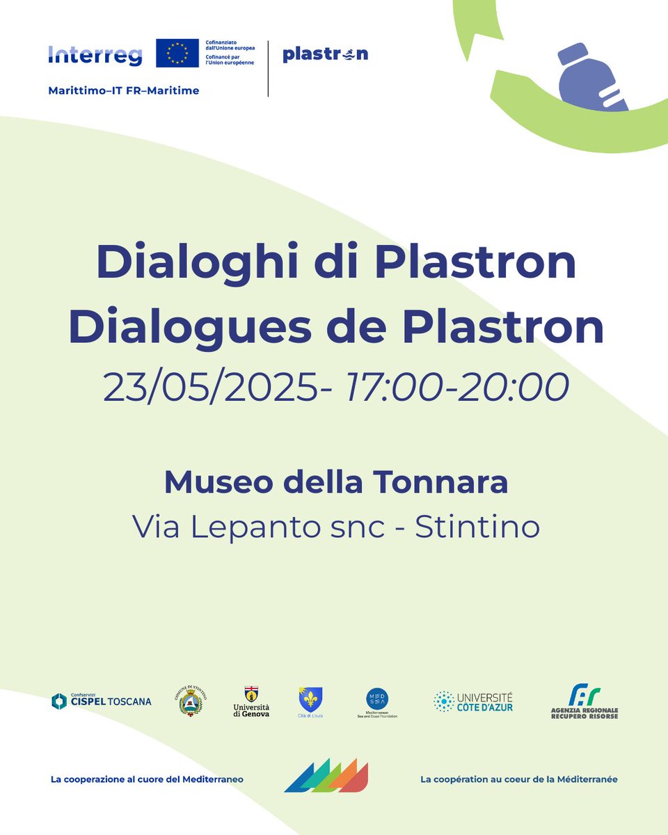 Vi aspettiamo a Stintino per Dialoghi di Plastron, un pomeriggio sull'ambiente, economia circolare e istituzioni. 

Nous vous donnons rendez-vous à Stintino, un après-midi sur l'environnement, l'économie circulaire et les institutions

#EuropeDay #JournéeDeLEurope 
<a href="/pc_maritime/">Interreg Maritime</a>