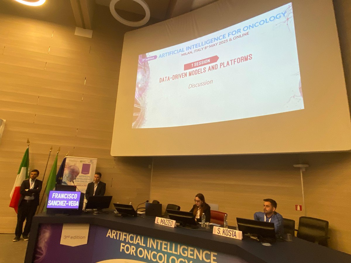 EU Interdisc. Society of AI for Cancer Research (@esac_cancerai) on Twitter photo Yesterday, #Francisco_Sanchez, #Leonardo_Provenzano, #Claes_Lundström, #Daniel_Truhn, and #Oliver_Saldanha presented on Data-Driven Models and Platforms at the 3rd edition of Artificial Intelligence for Oncology Congress, organized by <a href="/PrelajArsela/">arsela prelaj</a>. Yesterday, #Francisco_Sanchez, #Leonardo_Provenzano, #Claes_Lundström, #Daniel_Truhn, and #Oliver_Saldanha presented on Data-Driven Models and Platforms at the 3rd edition of Artificial Intelligence for Oncology Congress, organized by <a href="/PrelajArsela/">arsela prelaj</a>.