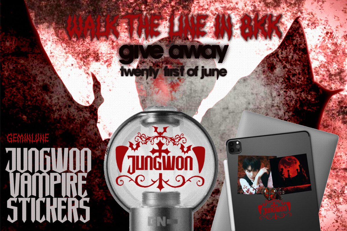 ཐི⋆ pls kindly rt ⋆ཋྀ

꧁ ༺ ♰ give away ♰ ༻꧂

ꏍ 𝒿𝗎𝗇𝗀𝗐𝗈𝗇 𝓋𝖺𝗆𝗉𝗂𝗋𝖾 𝓈𝗍𝗂𝖼𝗄𝖾𝗋𝗌 
♰ only 15 ea
♰ place : rajamangala national stadium 
♰ time : tba 

#GIVEAWAYWTLinbkk 
#WALKTHELINE_IN_BKK #WALKTHELINE_IN_BANGKOK