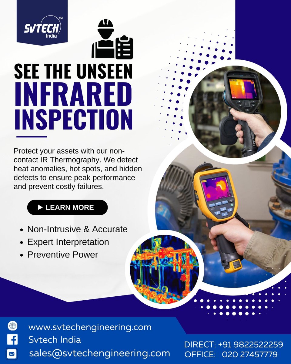 SVTech_India's tweet image. SEE THE UNSEEN INFRARED INSPECTION

Phone: +91 9822522259 / +91 9096135909
Email: sales@svtechengineering.com
Website: svtechengineering.com

#SVTech #pune #mumbai #maharashtra #marathi #india #ig #delhi #construction #architecture #design #building #welding #welder