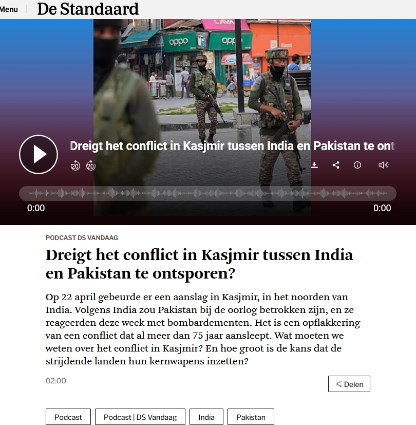 Voor wie liever luistert dan leest, is er nu ook de podcast van De Standaard. Daarin leg ik nog eens (hopelijk duidelijk) uit hoe het zit in Kasjmir, wat er gaande is tussen India en Pakistan, en waarvoor we moeten uitkijken.

standaard.be/podcast/dreigt…