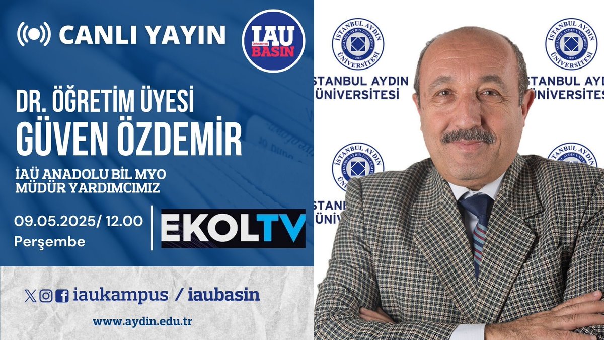 İstanbul Aydın Üni. Kurumsal İletişim Direktörlüğü (@iaubasin) on Twitter photo 📺 Öğretim Üyemiz Dr. Güven Özdemir, önümüzdeki günlerdeki hava durumu, güncel hava durumu verileri hakkında açıklamalarda bulunacak.
Okumak için 👉🏻 youtube.com/<a href="/ekoltvv/">Ekol TV</a>
<a href="/IAUKampus/">İstanbul Aydın Üniversitesi</a>
<a href="/drmaydin/">Prof. Dr. Mustafa AYDIN</a>
<a href="/guvenozdemir00/">Güven ÖZDEMİR</a>
<a href="/IAbmyo/">iau_abmyo</a>
@ekoltvv 📺 Öğretim Üyemiz Dr. Güven Özdemir, önümüzdeki günlerdeki hava durumu, güncel hava durumu verileri hakkında açıklamalarda bulunacak.
Okumak için 👉🏻 youtube.com/<a href="/ekoltvv/">Ekol TV</a>
<a href="/IAUKampus/">İstanbul Aydın Üniversitesi</a>
<a href="/drmaydin/">Prof. Dr. Mustafa AYDIN</a>
<a href="/guvenozdemir00/">Güven ÖZDEMİR</a>
<a href="/IAbmyo/">iau_abmyo</a>
@ekoltvv