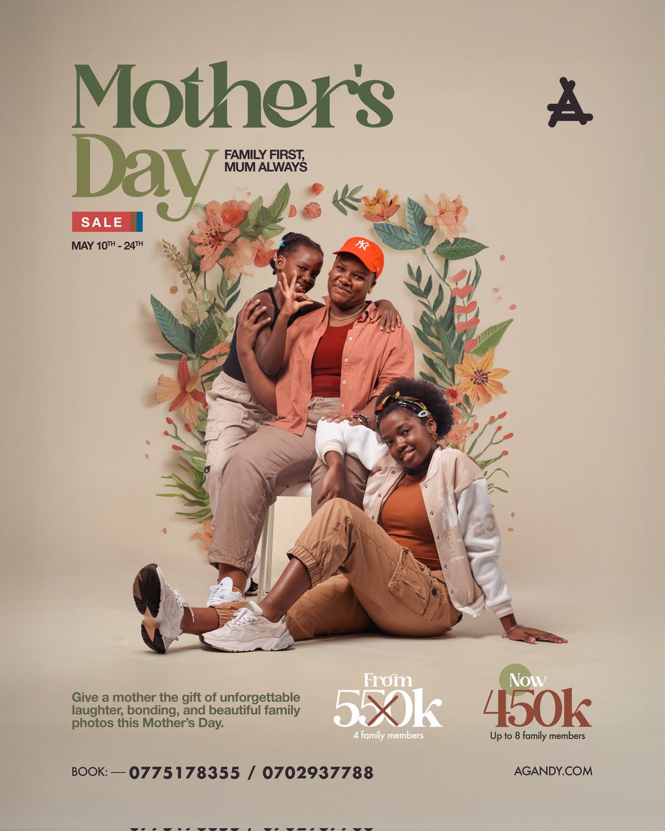 AgandyStudios's tweet image. In honor of the women that hold the family together.🥂
Our family package is on sale.🥳🥳🥳
She gave you her heart, now you can give her a memory that lasts forever.
DM us to reserve your spot via 0775178355
(This offer is running from 10th to 24th May.)
#FamilyFirstMumAlways