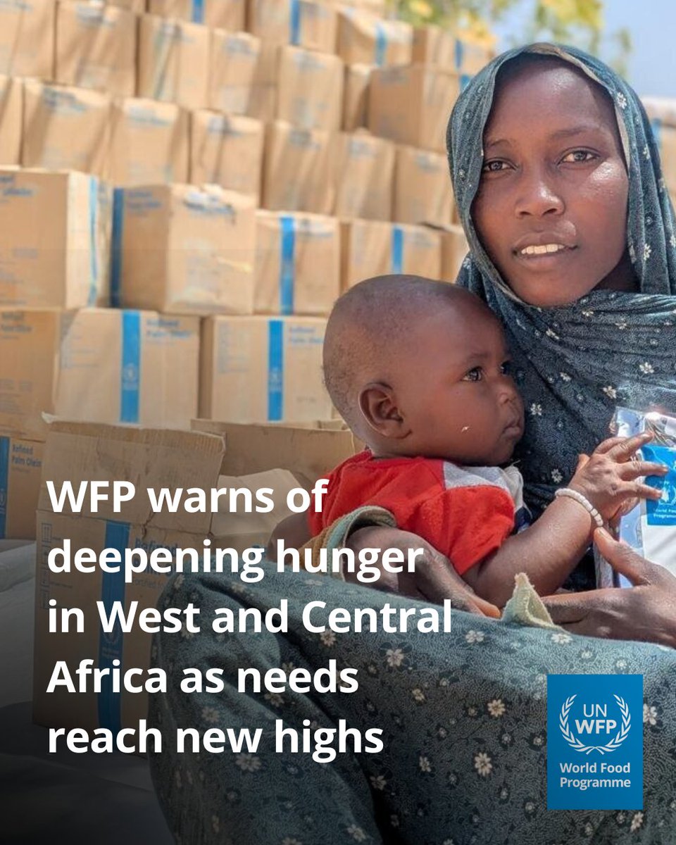 WFP Africa (@wfp_africa) on Twitter photo .<a href="/WFP/">World Food Programme</a> warns of deepening hunger in West & Central #Africa: 36 million people are struggling to meet basic food needs, with projections rising to 55 million by August.
Conflict, displacement and climate shocks are pushing families beyond their limits.
🔗ow.ly/6tkf50VPPAX .<a href="/WFP/">World Food Programme</a> warns of deepening hunger in West & Central #Africa: 36 million people are struggling to meet basic food needs, with projections rising to 55 million by August.
Conflict, displacement and climate shocks are pushing families beyond their limits.
🔗ow.ly/6tkf50VPPAX