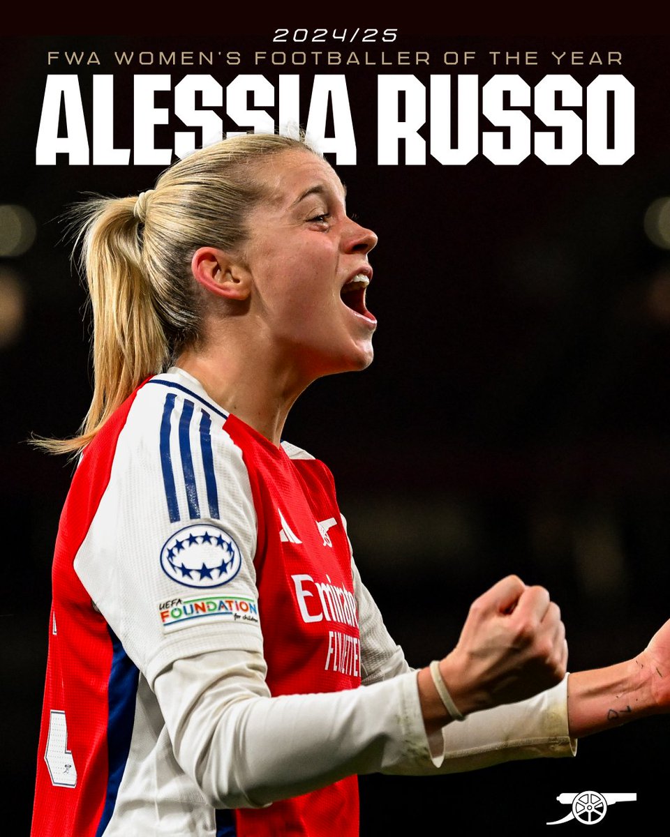Arsenal Women (@arsenalwfc) on Twitter photo Alessia Russo has been named the 2024/25 FWA Women’s Footballer of the Year 🏆
Congratulations, <a href="/alessiarusso7/">Alessia Russo</a>! So deserved ❤️ Alessia Russo has been named the 2024/25 FWA Women’s Footballer of the Year 🏆
Congratulations, <a href="/alessiarusso7/">Alessia Russo</a>! So deserved ❤️