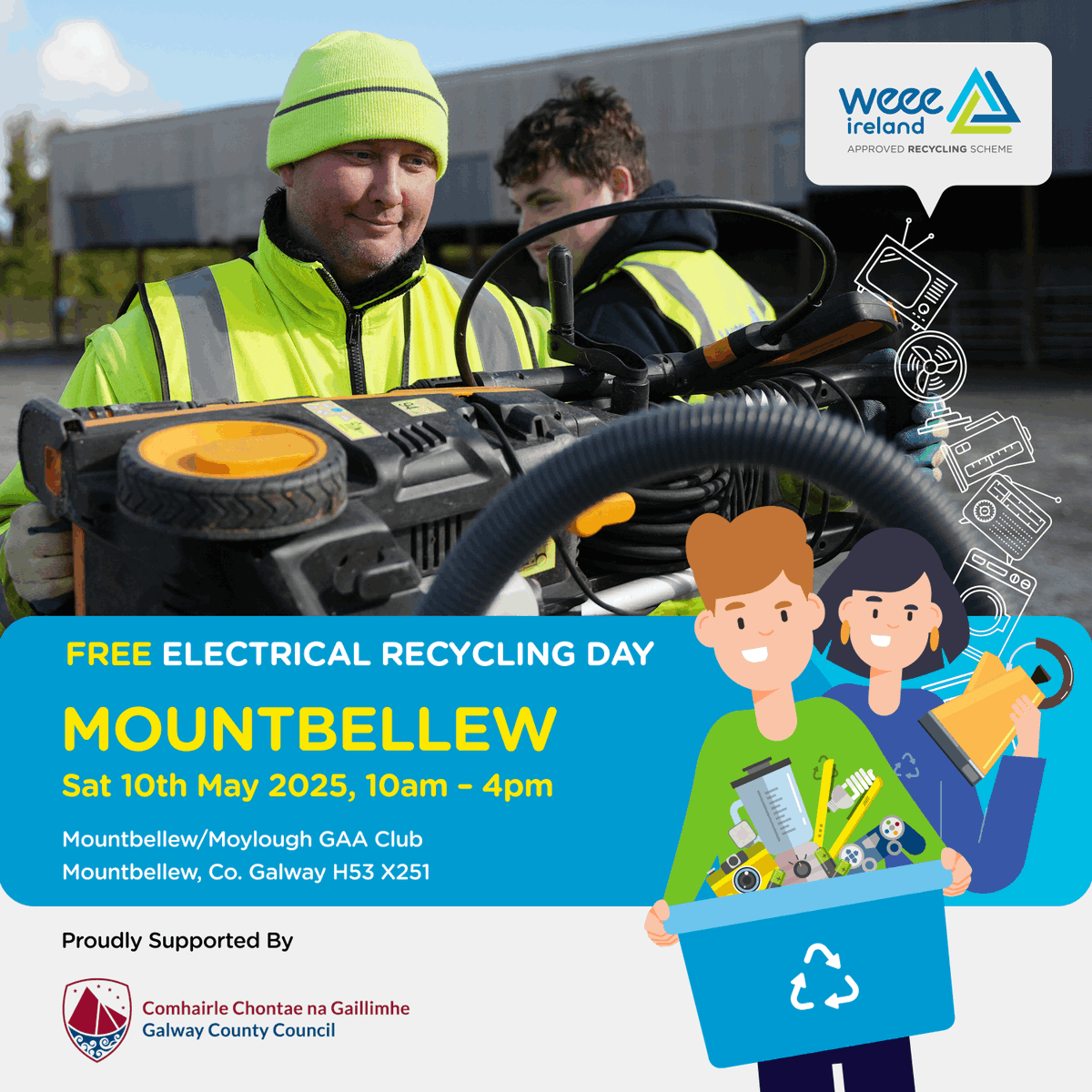 WEEE Ireland (@weeeireland) on Twitter photo Your next FREE collection for all WEEE items is in Mountbellew, Co. Galway at the Mountbellew GAA Club this Sat, 10th May from 10am - 4pm!♻️
WEEE recycle anything from your household with a plug or battery!
👇
weeeireland.ie/household-recy…
<a href="/KMKMetals/">KMK Metals Recycling</a> <a href="/MyWasteIreland/">My Waste Ireland</a> Your next FREE collection for all WEEE items is in Mountbellew, Co. Galway at the Mountbellew GAA Club this Sat, 10th May from 10am - 4pm!♻️
WEEE recycle anything from your household with a plug or battery!
👇
weeeireland.ie/household-recy…
<a href="/KMKMetals/">KMK Metals Recycling</a> <a href="/MyWasteIreland/">My Waste Ireland</a>