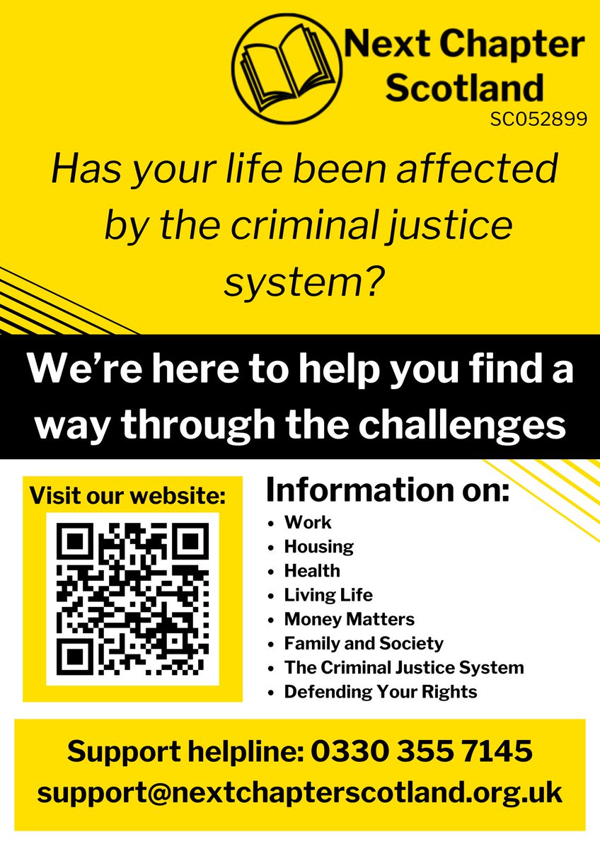 Next Chapter Scotland (@nextchapterscot) on Twitter photo π£οΈ Have you been affected by the justice system?
Youβre not alone. Weβre here to support you β from advice on your rights to mental health and family support.
π 0330 355 7145
π¬ 07591 339 618 (WhatsApp)
π§ support@nextchapterscotland.org.uk
#SupportNotStigma π£οΈ Have you been affected by the justice system?
Youβre not alone. Weβre here to support you β from advice on your rights to mental health and family support.
π 0330 355 7145
π¬ 07591 339 618 (WhatsApp)
π§ support@nextchapterscotland.org.uk
#SupportNotStigma