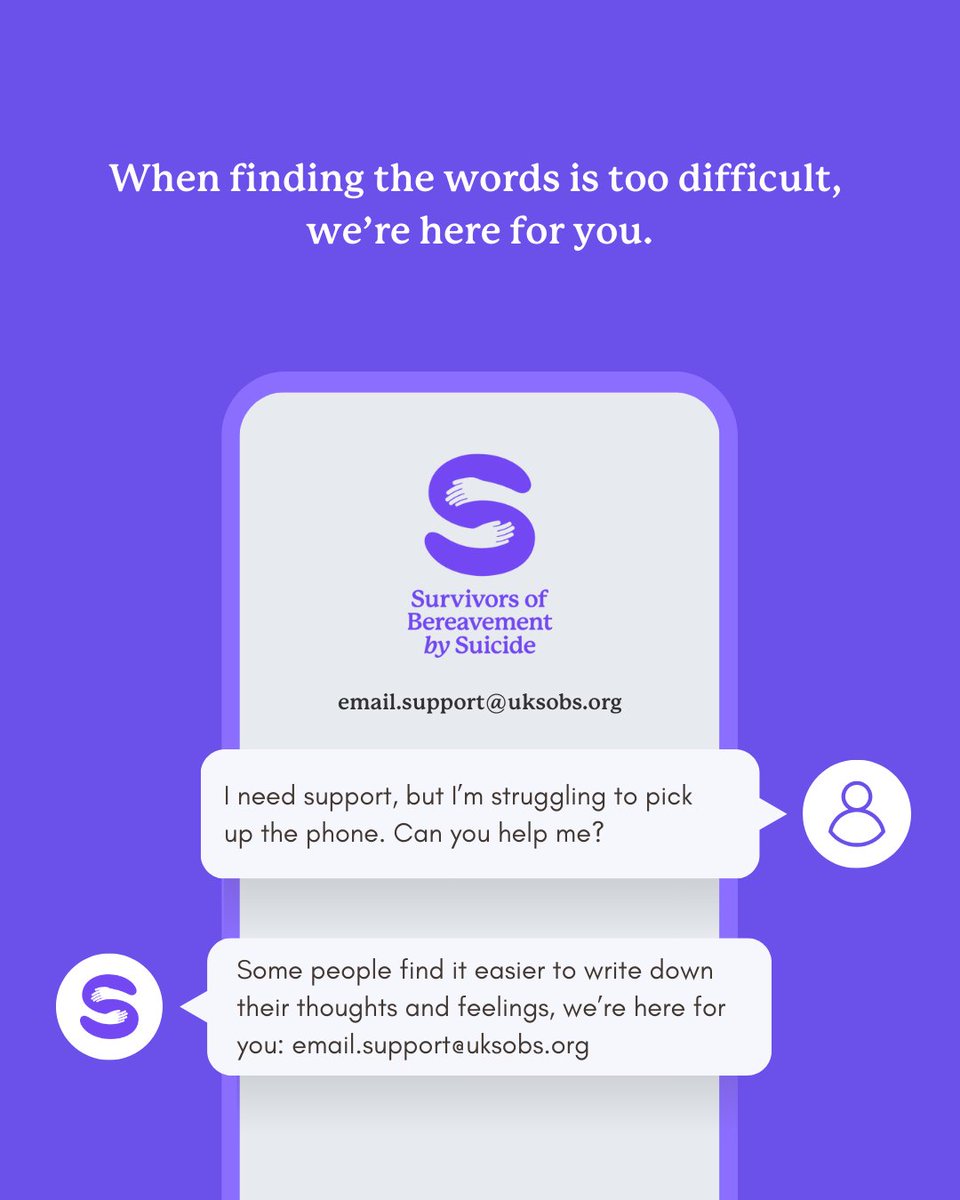 Our email support offers a space to share what’s on your mind with no pressure. 

Our volunteers have lived experience of suicide bereavement and are here to listen, understand, and help when you're ready 💜