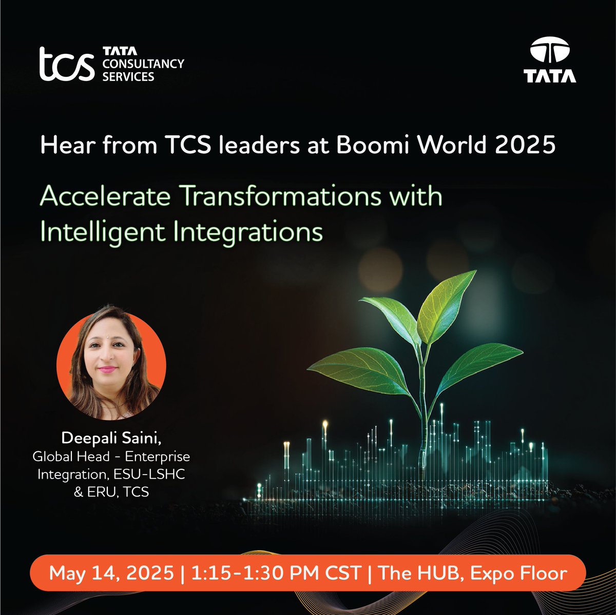 TCSDigitalTech's tweet photo. Heading to #BoomiWorld? Don't miss this must-attend session where we will showcase how @TCS and @boomi are transforming enterprises across life sciences, healthcare, and oil &amp; gas with intelligent integration.
Learn more: https://t.co/csT7Xwy17q

#EnterpriseSolutions https://t.co/y3zK9lBZS8