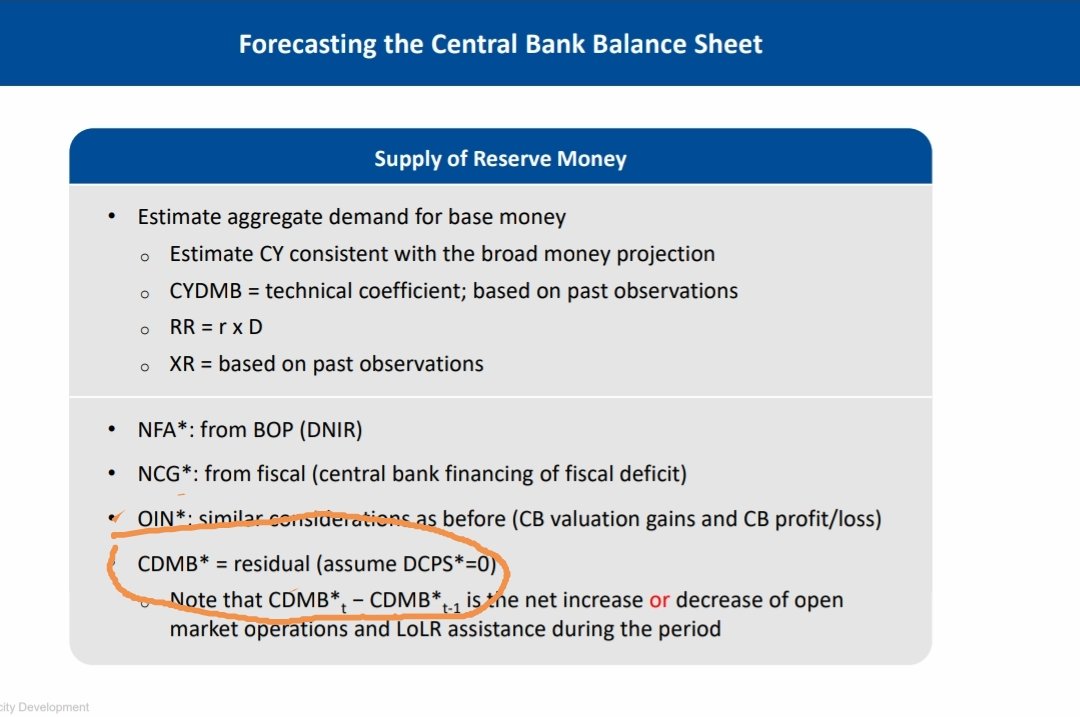 Mehdidaraby's tweet image. دو اسلاید زیر، مربوط به دوره IMF  در خصوص بلوک پولی مدل FP هست.
وقتی IMF، &quot;بدهی بانک‌ها به بانک مرکزی&quot; و هم &quot;بدهی بخش غیردولتی به شبکه بانکی&quot; را جمله پسماند در نظر می‌گیرد، یعنی IMF هم قائل به درونزایی پایه پولی و نقدینگی است.
در ایران را نمی‌دونم ولی درونزایی دیگر هتردوکس نیست.