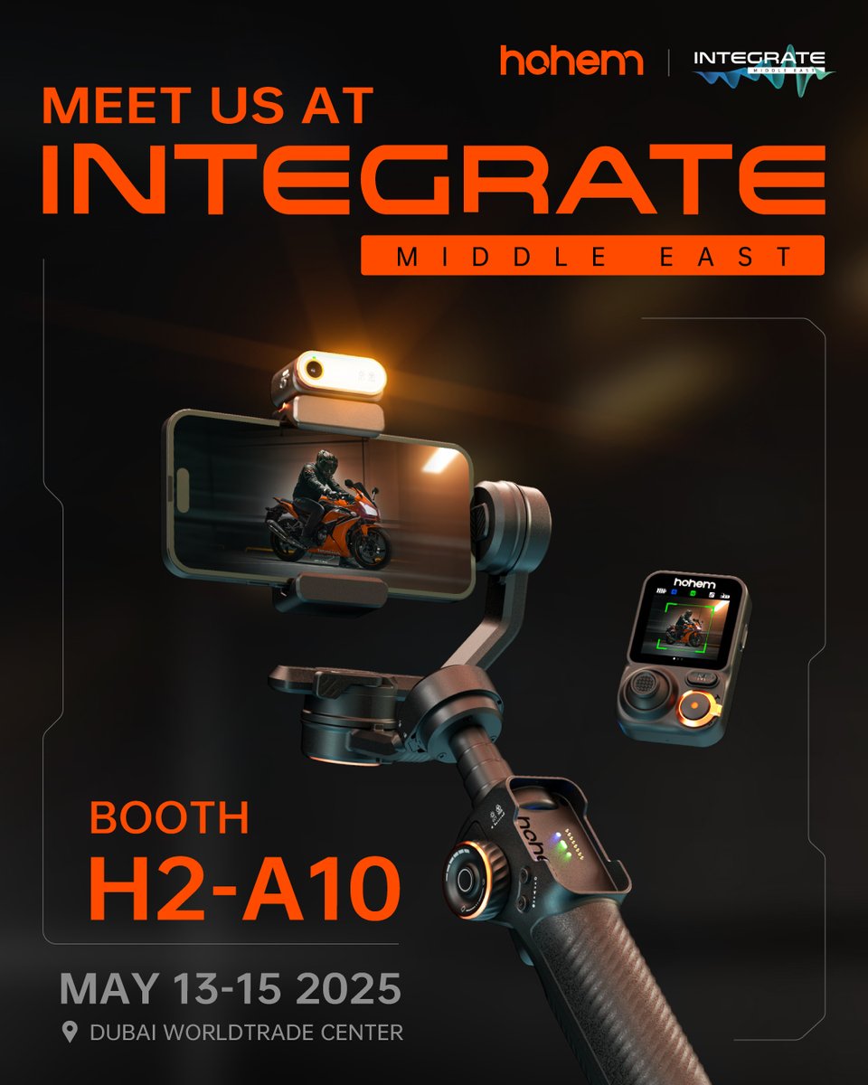 Hohem_tech's tweet photo. Innovation takes the stage in Dubai! πβ¨
Join us at Integrate ME from May 13β15 and dive into the future of intelligent content creation.
π Booth H2-A10, Dubai World Trade Center
π
Date: May 13β15
#hohem #HohemOnTheMove #IntegrateME #Dubai #gimbal #stabilizer #phonegimbal https://t.co/ROCEHULSPi
