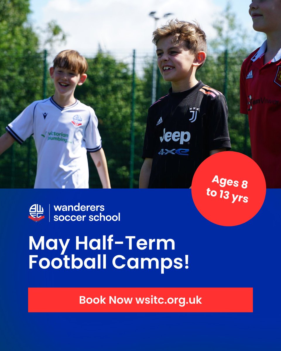 🌟 Train Like a Pro This Half Term! 🌟

Join our FA &amp; UEFA Qualified coaches for a week of football AND loads of fun. This Half-Term we’ll be taking over the BWFC Training ground so your young BWFC supporters can train like their heroes.

🥅 Football and Goalkeeper Camps