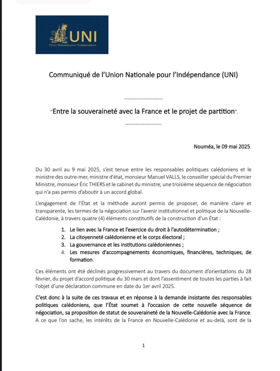LDinclaux's tweet photo. Communiqué de l'UNI

#Kanaky #NouvelleCalédonie 🇳🇨 https://t.co/PIwTB3vy3y