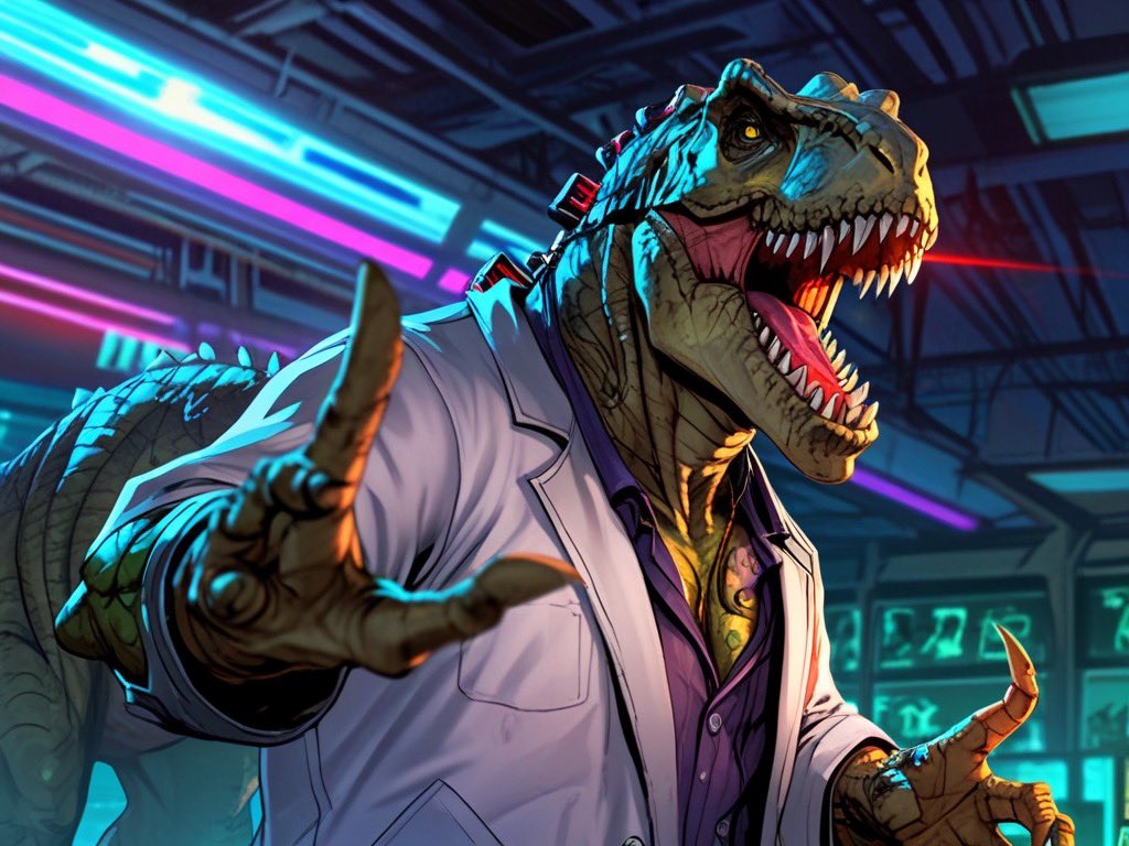 RSV281083's tweet image. @madscientists_x “They said I couldn’t bring back the dinosaurs. They said it was unethical. But did they say anything about cybernetic dinosaurs with laser eyes? No. No, they did not.”
#MadScientist #JurassicReboot #TechnoTerror