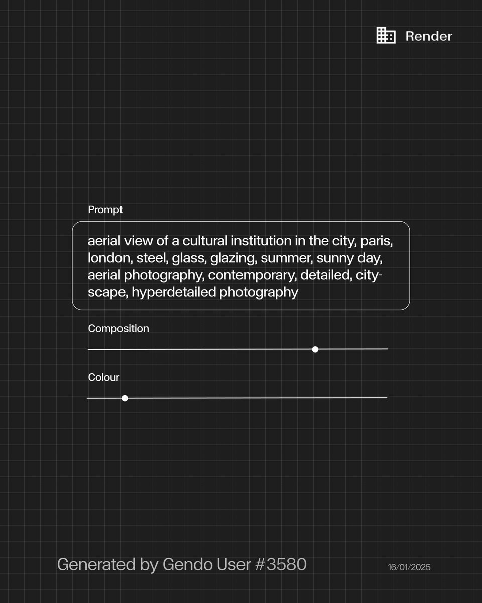 🚀 Visualise the future of architecture today. Try it now—link in bio.

From model to metropolis—instantly. 🌍🏙️

Render transforms your urban concepts into hyper-detailed, photorealistic visuals in seconds. Whether it’s a cultural hub, a green-roofed cityscape, or a bold new