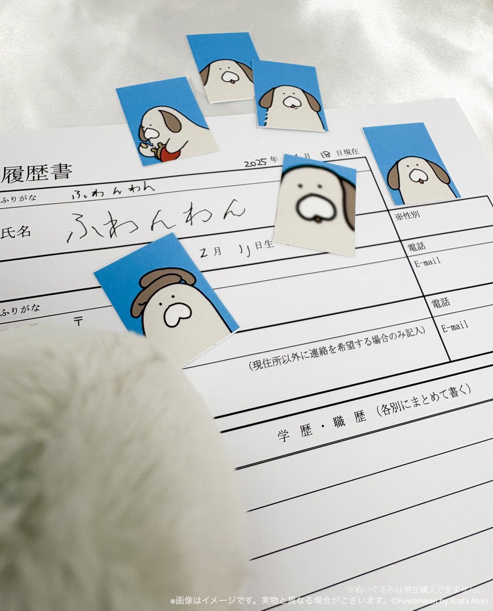 #ふわんわん　オンラインくじグッズ紹介🐶✨
本日は【特典ポストカード】ンワ!

Fuwanwan証明写真は切っても使えるワン！
切ればスマホ裏にも入れられるワン！🐶

後期くじ：kuji-pop.com/lotteries/fuwa…

#ふわんわんといっしょ
