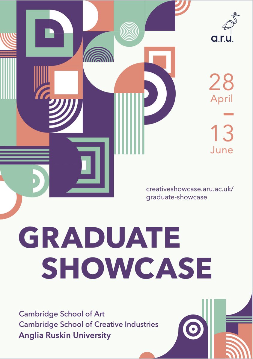 The 2025 Graduate Showcase runs from 6th June - 13th June. The PV details are below, we would love to see as many people there as possible. Book your space using the link below :))

📅 Thursday 5 June, 2025
🕔 17:00–20:00 
📍 ARU Cambridge
creativeshowcase.aru.ac.uk/showcase/gradu…