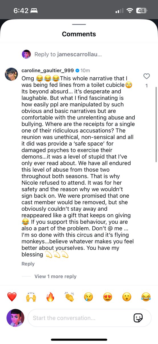 TomRicho101's tweet image. The fact she’s commented this on Binge’s offical account makes it pretty clear she won’t be coming back. #RHOS #RHOSydney