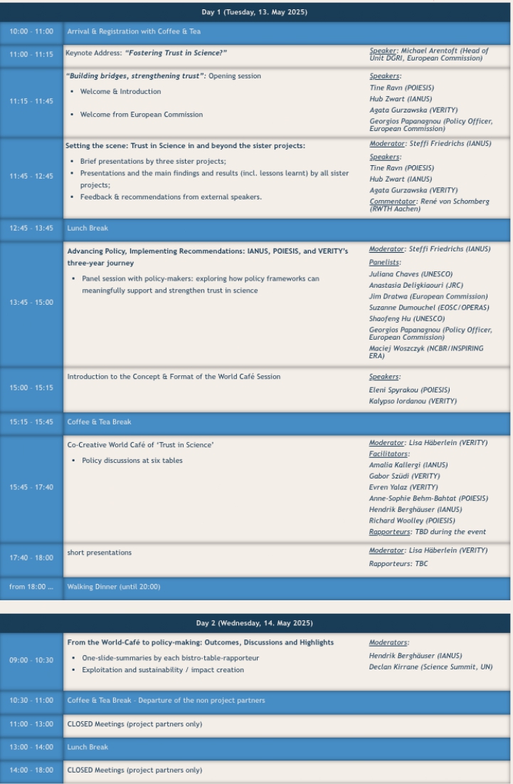 IANUS Project / @ianus-project.bsky.social (@ianusproject) on Twitter photo Our final agenda is out!
<a href="/IanusProject/">IANUS Project / @ianus-project.bsky.social</a> <a href="/poiesis_project/">POIESIS project</a> <a href="/VerityEU/">VERITY</a> Final Conference "Building Supportive Policy Frameworks for Fostering Trust in Science"
📆 13–14 May 2025
📍 Talk C.E.C., Brussels & Online
🚀 More information here: acumenist.com/joint-final-ve… Our final agenda is out!
<a href="/IanusProject/">IANUS Project / @ianus-project.bsky.social</a> <a href="/poiesis_project/">POIESIS project</a> <a href="/VerityEU/">VERITY</a> Final Conference "Building Supportive Policy Frameworks for Fostering Trust in Science"
📆 13–14 May 2025
📍 Talk C.E.C., Brussels & Online
🚀 More information here: acumenist.com/joint-final-ve…