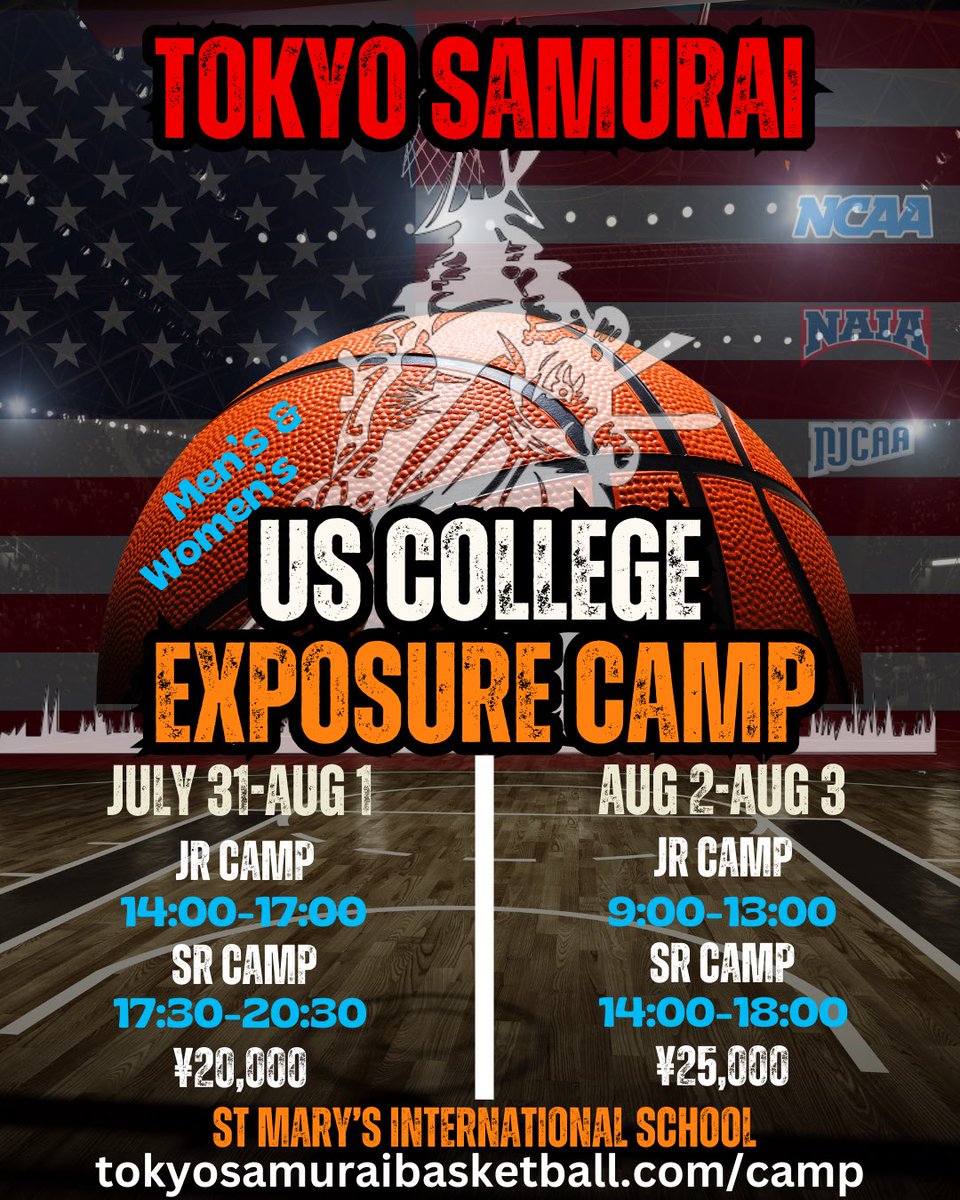 TokyoSamuraiAAU's tweet image. Tokyo Samurai Exposure Camp is Back!!
(Link in Bio)
NCAAディビジョンI、II、IIIの男女カレッジコーチたちが、再びエクスポージャーキャンプの指導に参加します!…