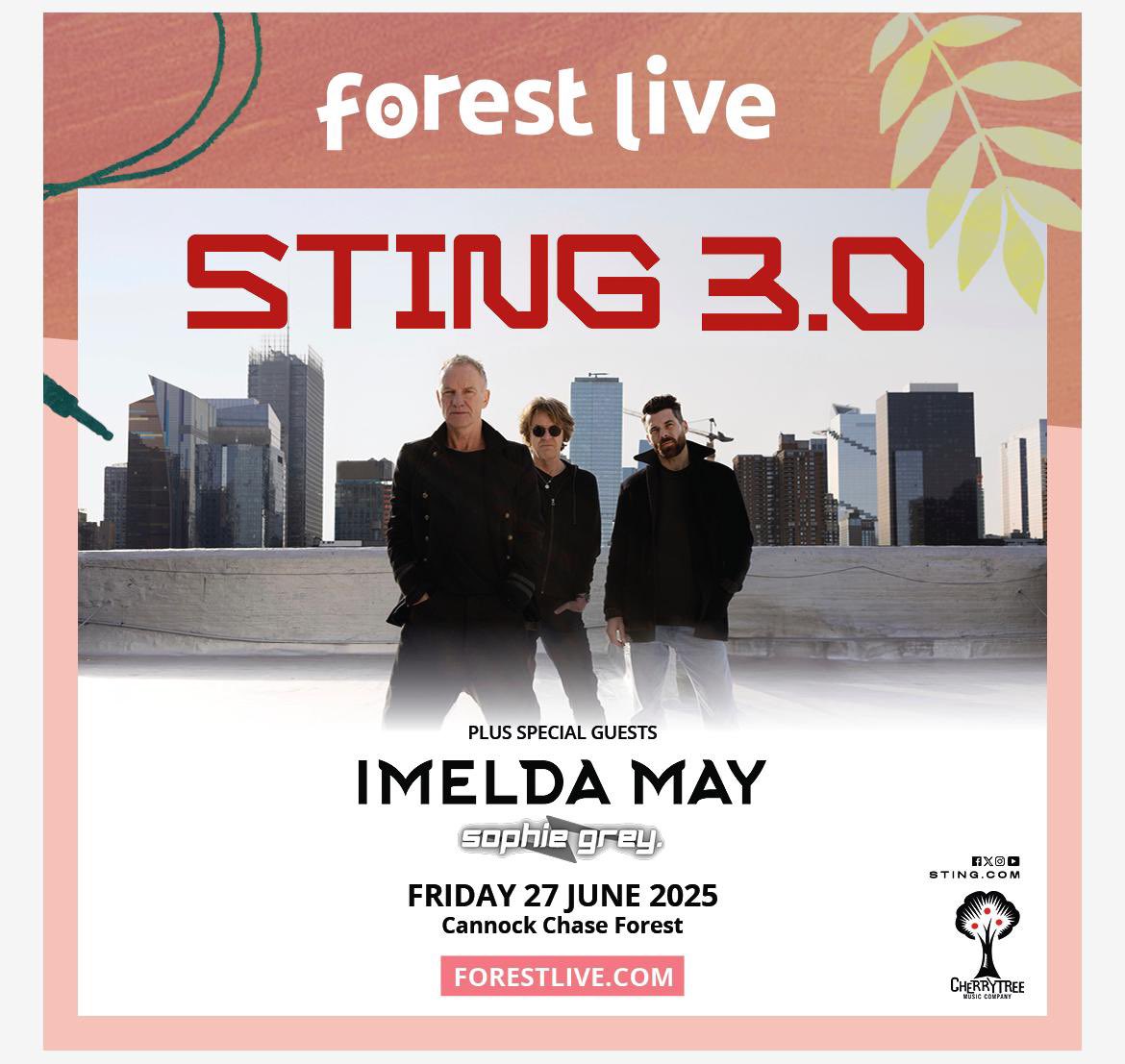 SO thrilled to be joining Sting on these special 3.0 shows this summer. 
After my recent tour of stripped back shows that brought such a lovely vibe I cannot wait to revisit that set up again at these intimate Sting shows. 
See you there!

Tickets on sale now, linked in my bio!