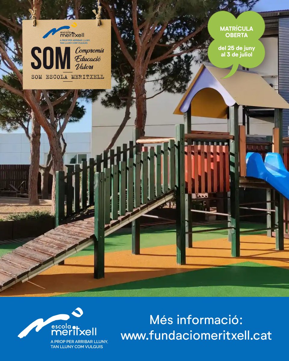 Matrícula oberta del 25 de juny al 3 de juliol. 
Infantil, Primària i ESO. 
Batxillerat des del 3 d'abril
Més informació a fundaciomeritxell.cat.
SOM Escola Meritxell.