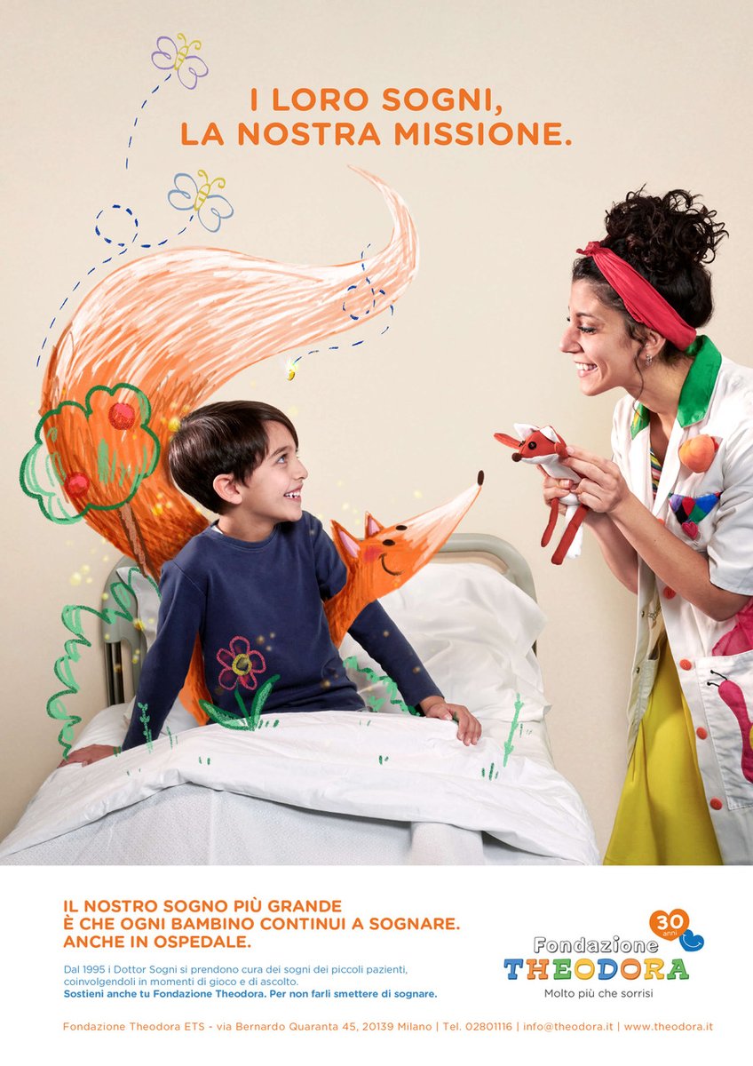 Fondazione Theodora: un sogno lungo 30 anni. L’agenzia Armando Testa firma la nuova campagna che celebra l’anniversario dei “Dottor Sogni”.
#ArmandoTesta #GruppoArmandoTesta
armandotesta.it/it/fondazione-…