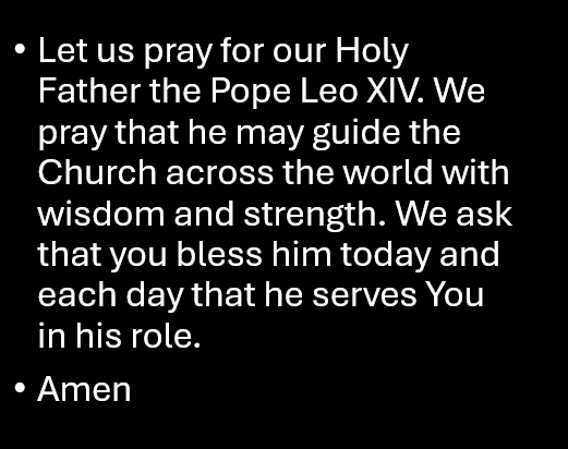 🌞 Welcome to Friday 

This morning was especially touching as our school community came together in a beautiful moment of prayer and support for Pope Leo, as he begins his journey. Mrs Dodds was truly moved by the love and unity shown by our Good Shepherd family. 💛🙏