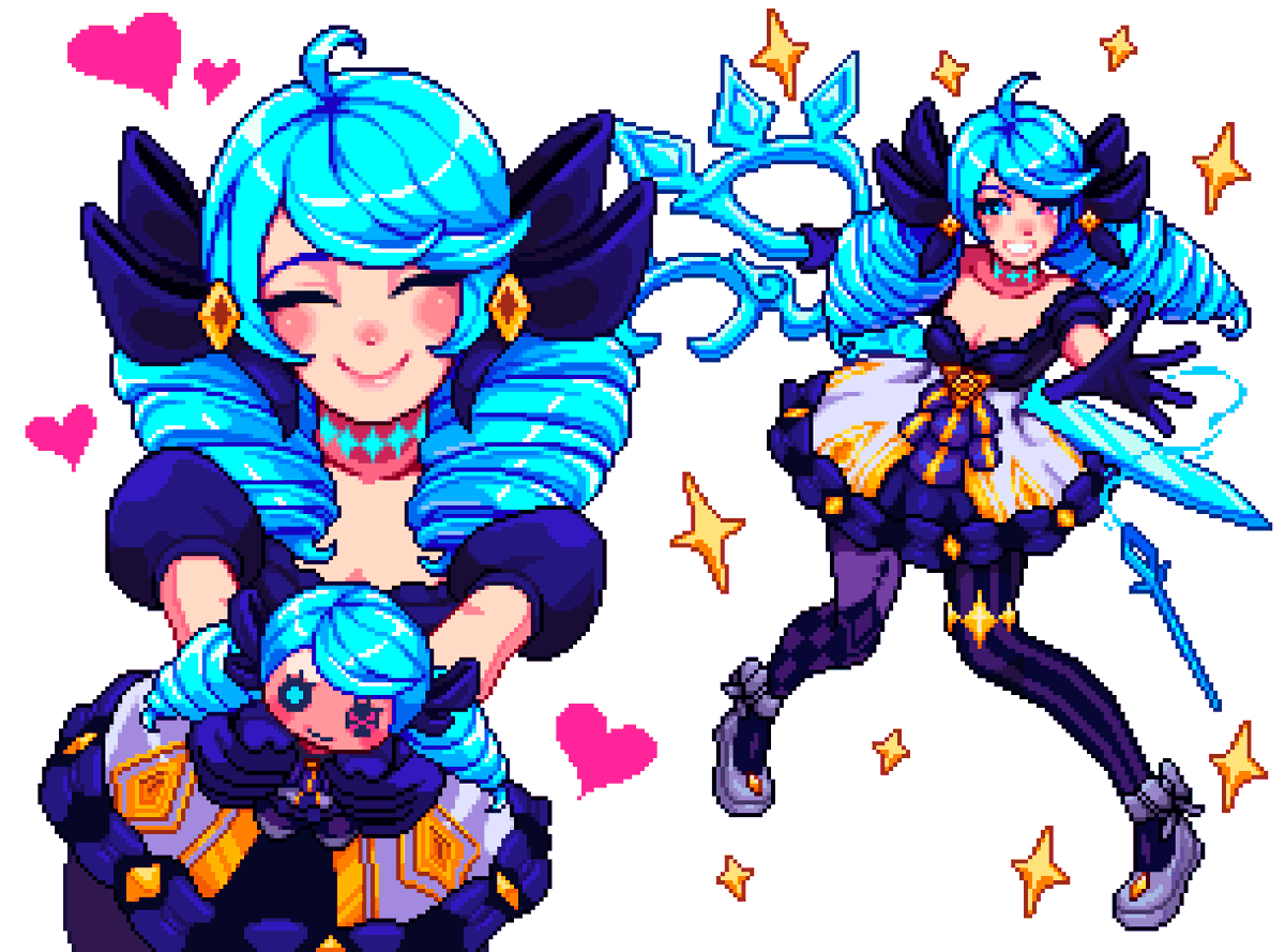 Yummykon's tweet photo. Gwen, The Hallowed Seamstress 💙✂️🧵
#pixelart #leagueoflegends #fanart https://t.co/gd5XtYtAbN