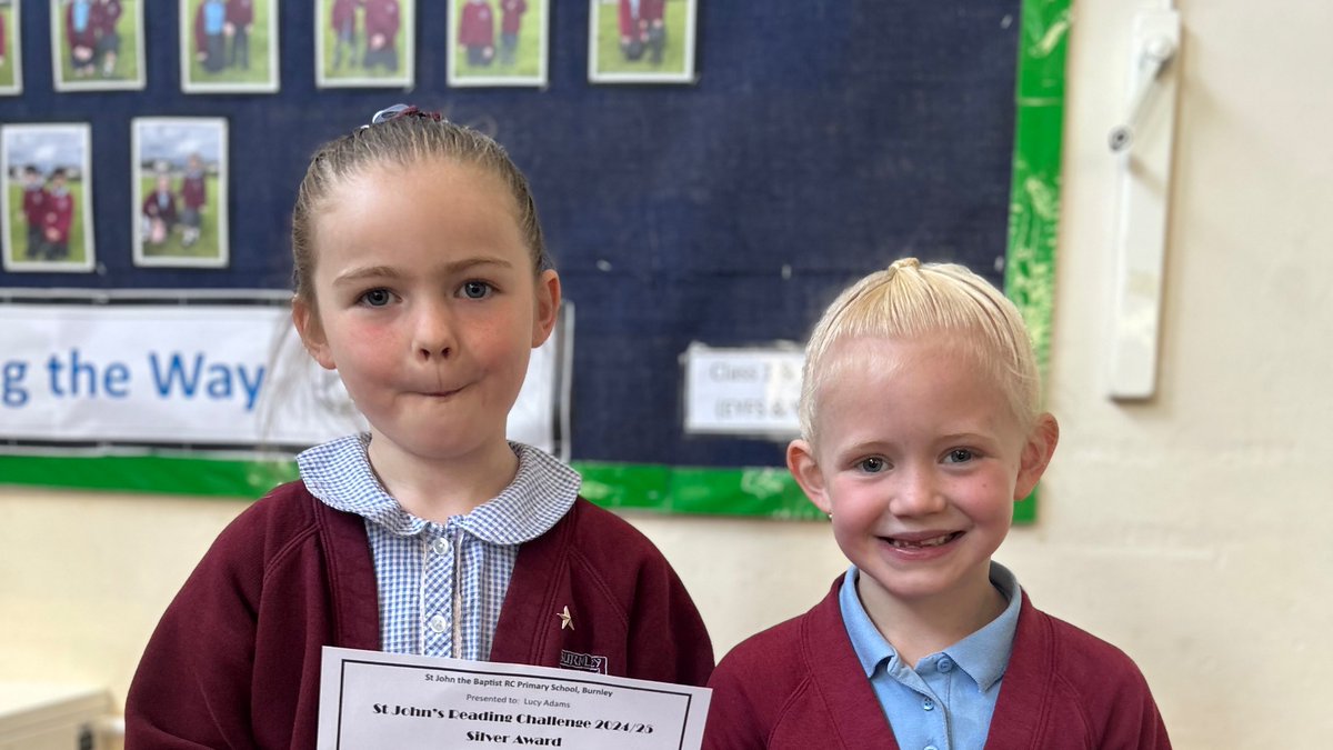 St John the Baptist RC Primary (@burnleysjb) on Twitter photo Congratulations to Lucy and Elouise who have been awarded their Silver Reading Challenge Award this morning. 📚🥈🥈. <a href="/RomeroCAT1/">Romero CAT</a> Congratulations to Lucy and Elouise who have been awarded their Silver Reading Challenge Award this morning. 📚🥈🥈. <a href="/RomeroCAT1/">Romero CAT</a>