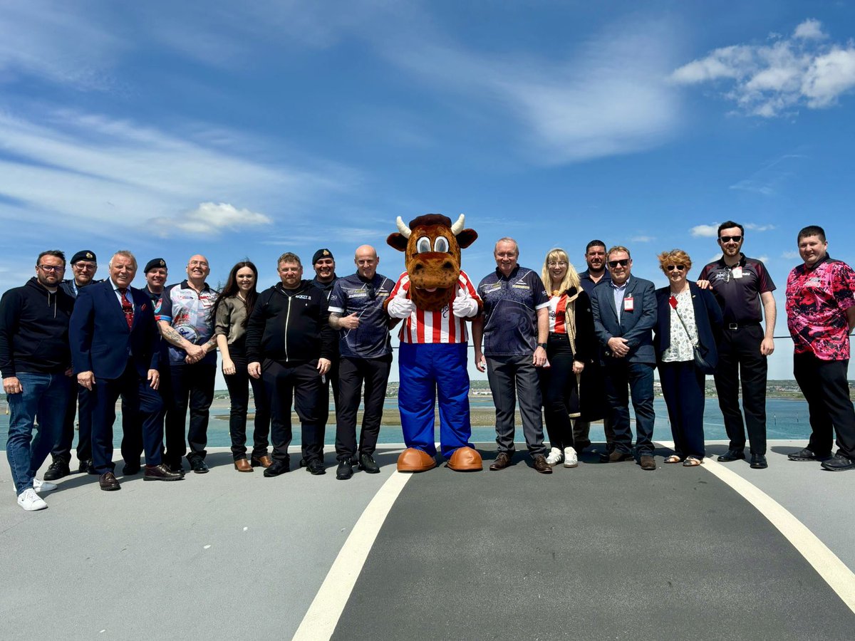 Bullseye (@bullseyetvshow) on Twitter photo What a crew on <a href="/HMSQNLZ/">HMS Queen Elizabeth</a>!
Thank you so much <a href="/RoyalNavy/">Royal Navy</a> for welcoming us all on board for a super, smashing, great day of darts!
It’s a day that will remain close in our hearts and it’s a privilege to see the outstanding success and growth of #darts within the military 🎯 What a crew on <a href="/HMSQNLZ/">HMS Queen Elizabeth</a>!
Thank you so much <a href="/RoyalNavy/">Royal Navy</a> for welcoming us all on board for a super, smashing, great day of darts!
It’s a day that will remain close in our hearts and it’s a privilege to see the outstanding success and growth of #darts within the military 🎯