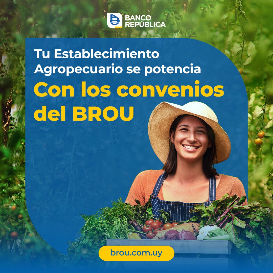Tu establecimiento agropecuario crece más rápido con los convenios del BROU. 🌱

Si necesitás adquirir maquinaria, insumos o repuestos, podés aprovechar más de 30 empresas que tienen convenios con Tu Banco, accediendo a financiamientos con las mejores condiciones.

Conocé los
