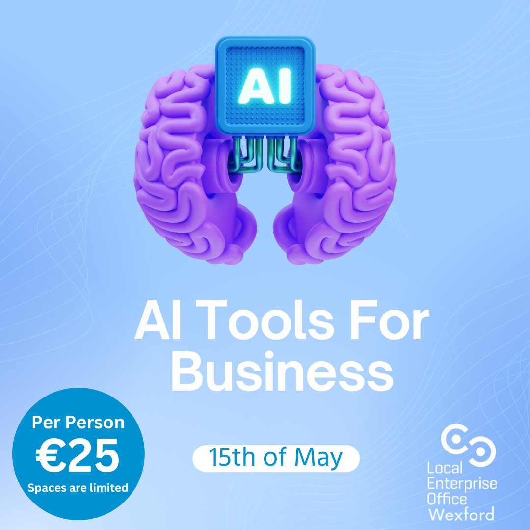 Unlock the Power of AI in Your Business!
AI Tools for Business
Discover practical ways to use AI tools like ChatGPT,
image generators, and automation software 
Date: Thursday, 15th May
Time: 2pm - 5pm
Location: Online via Zoom
Book your place now:
tinyurl.com/y3fs72xk