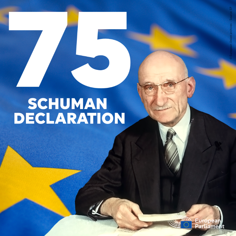 75 years since the Schuman Declaration.

On 9 May 1950, in a continent still recovering from World War II, French foreign minister Robert Schuman proposed uniting coal and steel industries to rebuild peace and foster solidarity. 

It was the first step toward today’s EU 🇪🇺