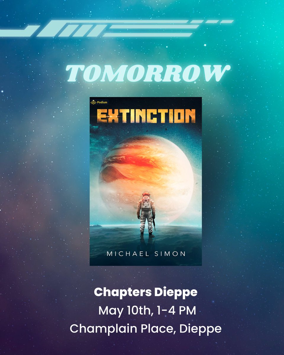 I will be in Dieppe, New Brunswick tomorrow signing copies of #Extinction at <a href="/chaptersindigo/">Indigo</a>. Can't wait to talk science fiction with other readers and writers! Really appreciate this invitation. 

#SciFi #CanadianAuthor #Signing