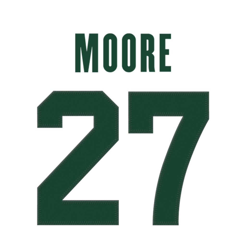 nfl_jersey_num's tweet image. New York Jets DB Malachi Moore (@malachi_moore13) is wearing number 27. Last assigned to Kendall Sheffield. #JetUp