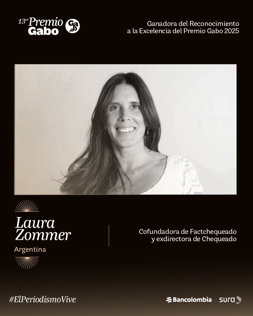 Factchequeado (@factchequeado) on Twitter photo 🏆 #ÚltimoMomento | Laura Zommer (<a href="/lauzommer/">Laura Zommer</a>), CEO y cofundadora de @Factchequeado, es reconocida con el #PremioGabo2025 a la Excelencia junto a <a href="/camposmello/">Patricia Campos Mello</a> 🇧🇷 y <a href="/ArmandoInfo/">Armando.Info</a> 🇻🇪.
factchequeado.com/institucional/…
Abrimos 🧵 🏆 #ÚltimoMomento | Laura Zommer (<a href="/lauzommer/">Laura Zommer</a>), CEO y cofundadora de @Factchequeado, es reconocida con el #PremioGabo2025 a la Excelencia junto a <a href="/camposmello/">Patricia Campos Mello</a> 🇧🇷 y <a href="/ArmandoInfo/">Armando.Info</a> 🇻🇪.
factchequeado.com/institucional/…
Abrimos 🧵