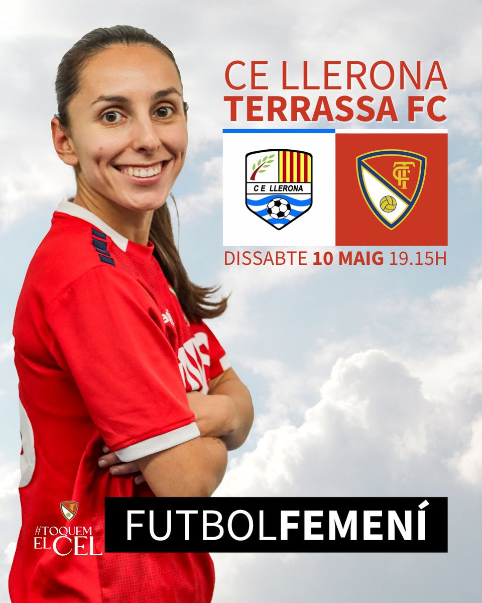 TerrassaFC's tweet photo. 🔴⚪ 𝗧𝗘𝗥𝗥𝗔𝗦𝗦𝗔 𝗙𝗖 𝗙𝗘𝗠𝗘𝗡Í ⚪🔴
📣 DISSABTE, PENÚLTIM PARTIT DE LA TEMPORADA!
⌚️ 19.15h🕖‼️
🆚 #CELlerona❗️
📍 Parroquia de Santa Maria de #Llerona‼️
⚽ JORNADA 2️⃣9️⃣ #PreferentFemení❗️
🎟️ ENTRADA GRATUÏTA ‼️
☁️ #ToquemElCel https://t.co/nRqz8rwME2