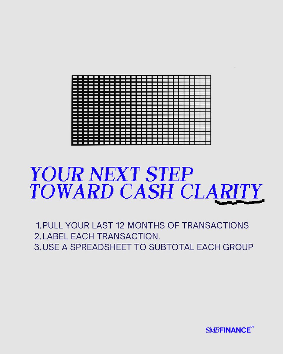 Want clarity on your cash?
Start here:

1. Pull your last 12 months of transactions

2. Label each transaction as:
→ Operating
→ Strategic
→ Reserve

3. Use a spreadsheet to subtotal each group

You will start to see the real picture of where your money goes.

Cash is not just