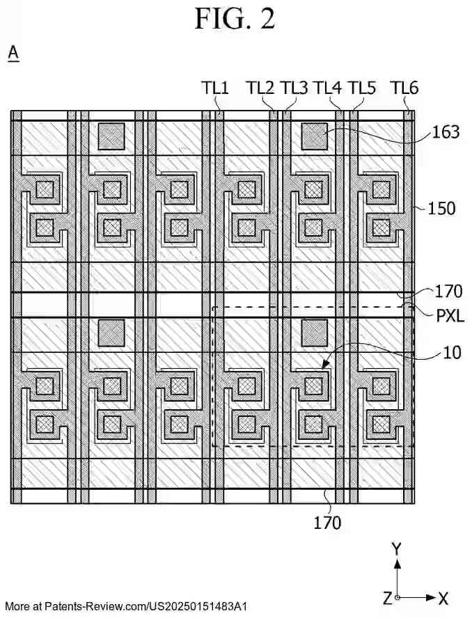 PatentPulse's tweet image. New patent application #US20250151483A1 by #LGDisplay reveals an innovative #DisplayDevice. 

It features a substrate with light-emitting elements in transfer areas, and a black matrix with transmissive holes of varying sizes. 

This design optimizes light emission and display…